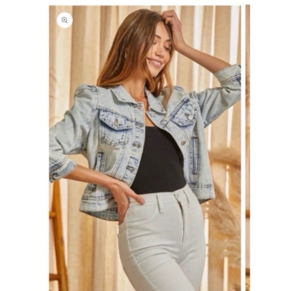 SAVANNA JANE Blue Crop Boho Jean Jacket - Picture 4 of 10